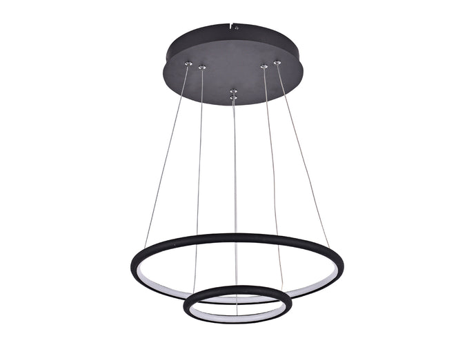 EXCLUSIEVE LED PENDEL ''UNNU'' 2 RINGS ART NR 3345004/     (  ZWART )