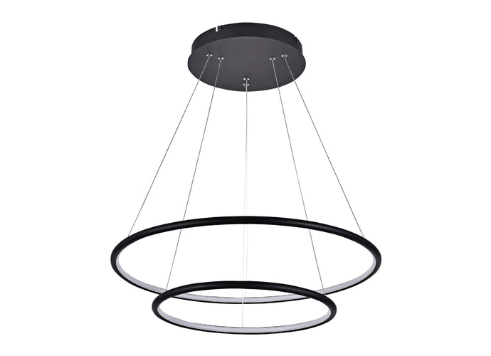 EXCLUSIEVE LED PENDEL '' UNNU '' 2 RINGS  ART NR:  3345005/    ( ZWART )