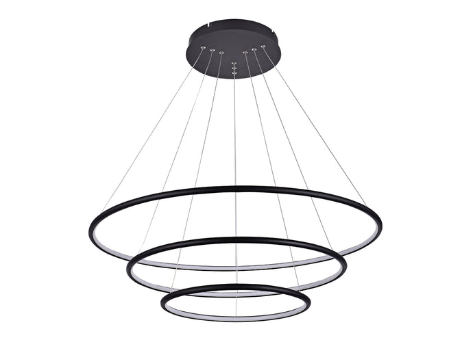 EXCLUSIEVE LED PENDEL '' UNNU '' 3 RINGS ART NR   3345006/   ( ZWART )