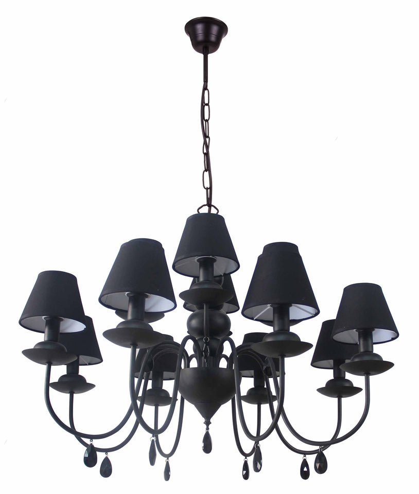 HANGLAMP  12-LICHTS  "' C0ROLA '' ZWART  ART NR: 23403537/