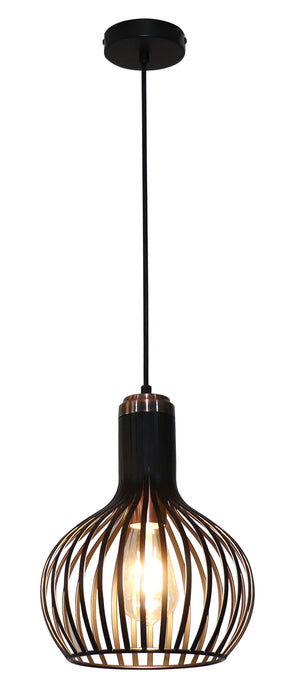 SAGA HANGLAMP 1 LICHTS DE LUXE ZWART/KOPER     ART NR 23403550/