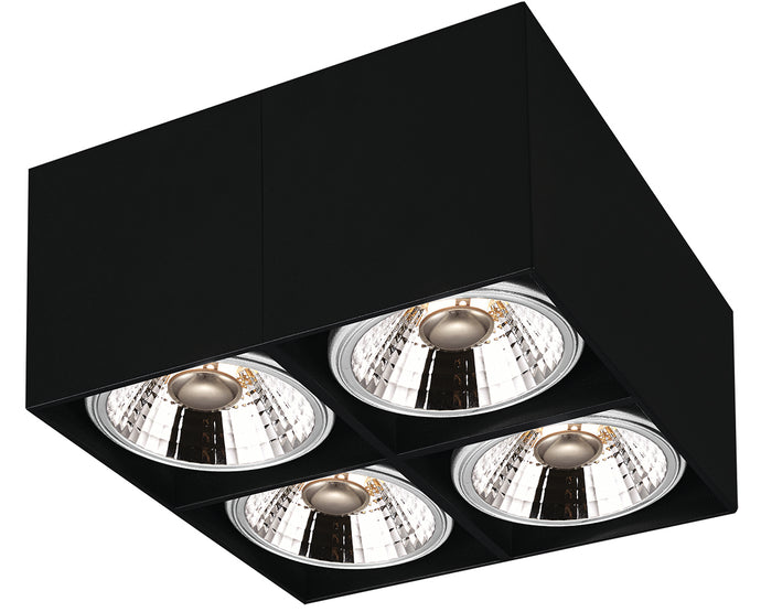 OPBOUW LED SPOT VIERKANT  4 LICHTS '' LOX ''ZWART  ART NR: 24014309/